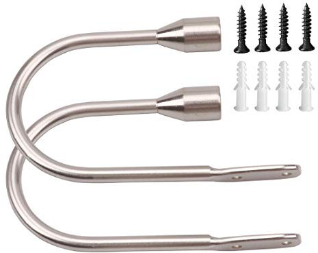 HSTYAIG Vorhang Raffhalter,Dekorativer Raffhalter für Gardinen Metall Vorhang Raffhalter Haken Holdbacks Tiebacks/Zugband Haken/Wand U Haken Vorhanghalter Raffhalter (Silber)