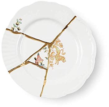 Seletti Kintsugi Assiette à fruits en porcelaine et or 24 carats mod. 2
