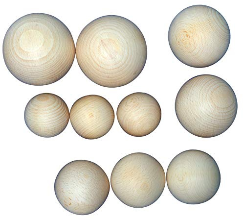 JOWE Holzkugel aus Buche Sortiment ohne Bohrung - 10 Stk Holzkugel aus Buche DM 50mm-80