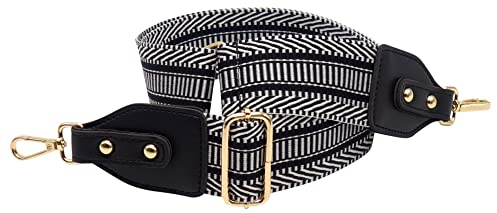 BENAVA Verstellbarer Schulterriemen für Taschen 75-135 cm | Taschengurt Schwarz Breit 50mm | Farbe Karabiner Gold | Taschengurte zum Wechseln | Schultergurt für Taschen