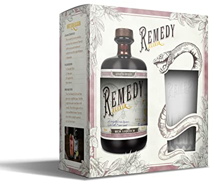 Remedy Elixir + Markenglas Geschenkbox | Gold Meiningers International Spirits Awards | Aus bis zu 7 Jahren in Eichenfässern gereiftem Panamarum | 40% Vol. | 1 x 0,7l