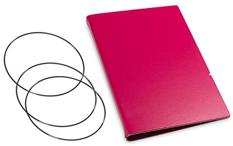 A6, revolutionäres, nachhaltiges X17-Konzept für Notizbuch Personal Organizer und Terminplaner/Hülle für 2 Hefte! Recyceltes Leder, magenta, Made in Germany,17 Jahre Garantie*
