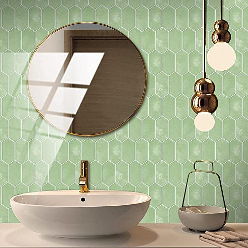 Fliesenaufkleber Nordic Türkis Stock auf Fliesen PVC selbstklebende Wand-Fliesen Heat Resistant Peel and Stick Boden Fliesen Küche Fliesenaufkleber Badezimmer Self Adhesive Fliesen für Wand 12 Stück