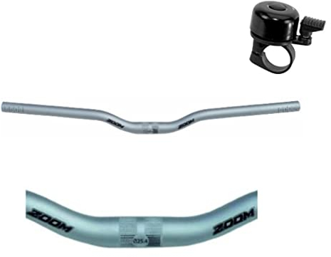 Zoom Fahrradlenker 630 mm MTB-Lenker Aluminium Lenker Silber inkl. Fahrradglocke