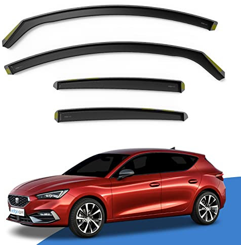 EdgeVisors Wind Deflectors | Fits: SEAT Leon MK4 (2020-onwards) 5 Door Hatchback 4pc Set | In-Channel Rain Guards for Wind, Rain & Sun Protection, Easy Installation - Tinted