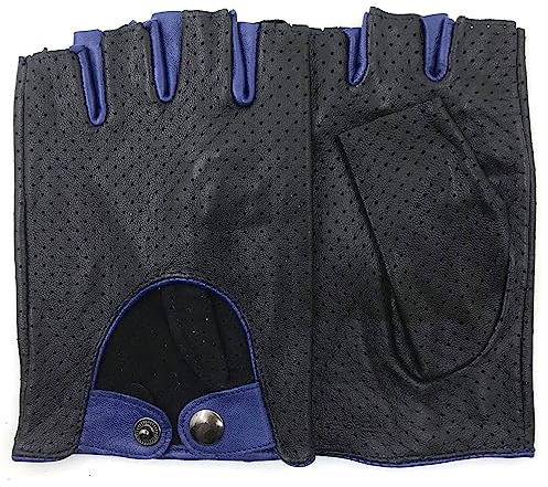 ZLUXURQ Guantes de cuero para hombres Malla completa sin dedos Guantes de conducción