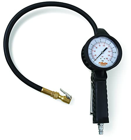 BETA - Pistola per Gonfiaggio Pneumatici con Manometro e Tubo 58 cm, Pistola Professionale per Gonfiare e Misurare Pressione Pneumatici Auto Moto con Attacco Aria 1/4, Officina e Gommista, 1949GPA