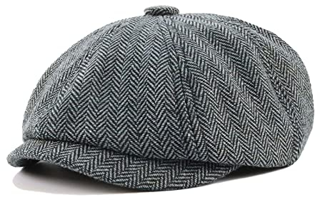 JAOAJ Herren Schiebermmütze Newsboy Baskenmütze,Herringbone Flatcap Mütze,Barett Cap Warme Herren Gatsby Kappen Bakerboy Schirmmütze