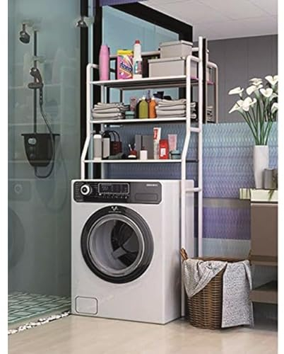 Scaffale da Bagno per lavatrici con 3 Ripiani - Organizzatore salvaspazio per detersivi, ammorbidenti e Accessori