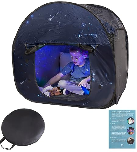 Sinneszelt | Ruhige Ecke für Kinder zum Spielen und Entspannen | Sternenmotiv Sinnesecke | bei Autismus, SPD, Angst | Sensory Tent Star (90 cm) | Sensorik-Zelt Verdunkelung für autistische Kinder