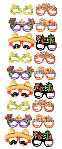 ibasenice 36 Stk Mexikanische Papierbrille Kaktus-piñata-gläser Cinco De Mayo Cartoon-fiesta-brille Taco-kaktus-gläser Mexikanische Partybrille Karneval Brille Taco-gläser Weihnachten Mexiko