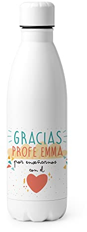 Made in Gift Regalo Original - Botella Personalizada Reutilizable para Profesores - Acero Inoxidable Doble Pared 500 ml - Regalo Original para Fin de Curso - Color Blanco