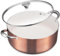 BEZIA Large 8 Quart Nonstick Cooking Pot with Lid, Induction Stock Pot, Soup Pot for All Stovetops, Non-toxic and Oven Safe, PFOA PFAS Free, Golden