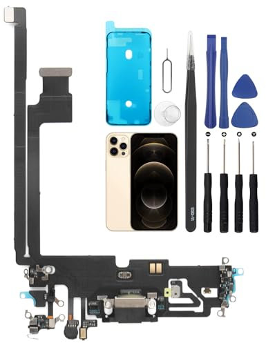 Charging Port Replacement for iPhone 12 Pro Max USB Dock Connector Flex Cable Microphone Replacement for iPhone 12 Pro Max with Tools