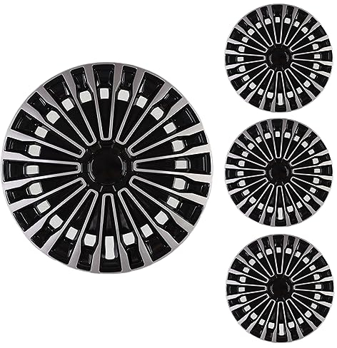 WOFDALY Nabenkappen Set Mit 4 Silber-Schwarzen Radzierblenden, Radkappen, Verschiedene Größen, Autozubehör,16 inches
