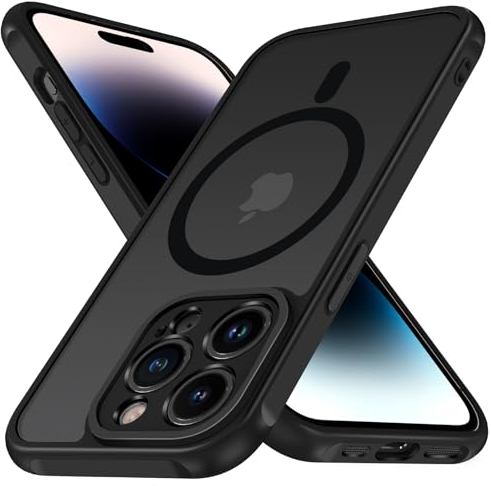 ivoler Funda Magnética para iPhone 14 Pro MAX 6.7 Pulgadas, Compatible con MagSafe, [Protección Lente Cámara] Carcasa Protectora Antigolpes Translúcida Mate Trasera Fina Silicona Anti-Choques Case