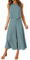 FANCYINN Damen Sommer Zweiteiliges Outfit Jumpsuit Festlich Hochzeit Lang Hosenanzug Ärmelloses Rundhals Tanktop Gekürzte Weites Bein Hose Playsuit Haze Blau S