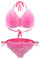 Femme Maillot de Bain 2 Pièces Bikini Femme avec Décoration en Peluche Ensemble de Bikini String et Top Taille Unique
