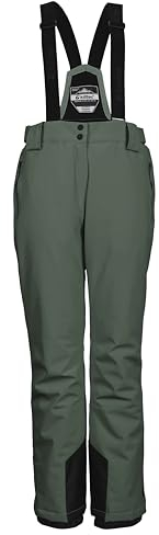 killtec Damen Ksw 249 Wmn Pnts Funktionshose Skihose Mit Abnehmbaren Trägern, Kantenschutz Und Schneefang, Grün/Grau, 46 EU