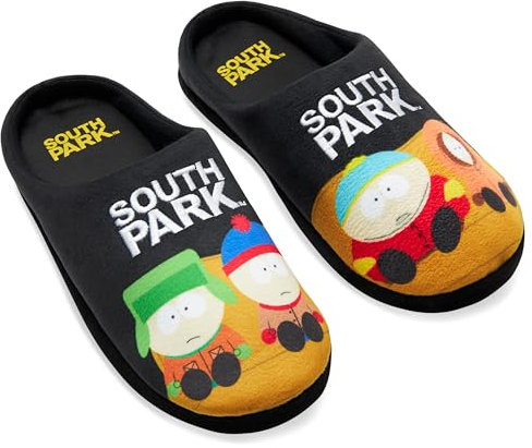 South Park Hausschuhe Herren, rutschfeste Pantoffeln - Geschenke für Männer (Schwarz/Multi,41EU)