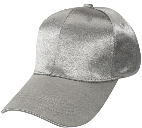 eYourlife2012 Silk Satin Baseball Cap Hat Unisex Plain Polyester Satin Baseball Hats Plain Polyester Satin Summer Baseball Caps Silver
