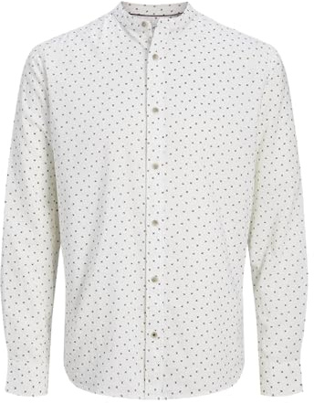 Jack & Jones Herren Jjpierre Slub AOP Band Shirt Ls Jjpierre Slub AOP Band Shirt Ls (1er Pack)