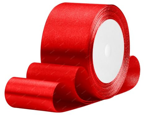 Rot Satinband 50mm x 22 Meters Stoffbänder für Geschenkverpackungen, Blumensträuße, Kunsthandwerk und Hochzeitsdekoration