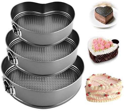 Tortiera Rimovibile,Stampo Heart Apribile Con Cerniera a Forma Di Cuore,Con Rivestimento Antiaderente Torte in Acciaio Al Carbonio, In Acciaio Al Carbonio Cake Pan per Pane E Formaggio(20/22/24 Cm)