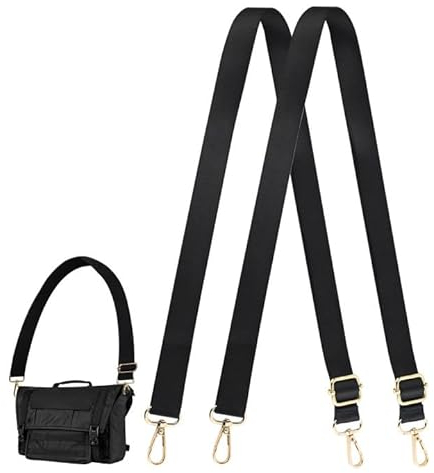 RAFIYU 2 Stück Taschengurt Schwarz, 2.5cm Breiter Taschengurte zum Wechseln, Verstellbarer Schultergurt für Taschen, Schulterriemen Zubehör auf Umhängetasche Handtasche