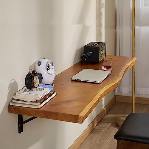 DLAZUM Solide Schreibtischplatte, an der Wand montierter Klapptisch, klappbarer Wandschreibtisch, herunterklappbarer Wandschreibtisch für kleine Räume, schwebender Schreibtisch, klappbarer Wandtisc