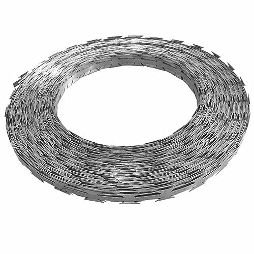 JUDYY Alambre de Concertina, Alambre De Espino Galvanizado, Rollo Alambre para Cercados, BTO-22 OTAN 100 m Acero