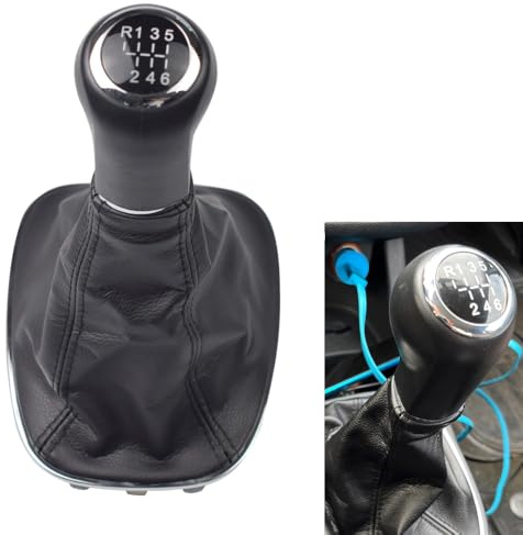 Pomo de la palanca de cambios manual de R6 velocidades para Opel Corsa D | 2006 2007 2008 2009 2010-2014,con funda protectora antipolvo de cuero sintético PU de Gaitor Boot (R6 velocidades)