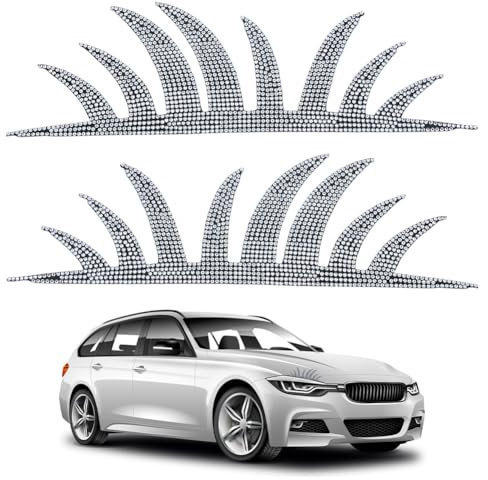 SUPERFINDINGS 2 STK. Auto Selbstklebend Scheinwerfer Wimpern Aufkleber Weiß Diamant Falsche Niedliche Strass Falschwimpern Aufkleber Auto Aufkleber Scheinwerfer Aufkleber Wimpern Aufkleber Funkelnder
