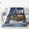 Decke mit Weihnachtsmotiv und Schneemännern und Häusern, bedruckte Bettdecke, weicher Überwurf, Flanelldecke, warmer Plüsch, Überwurf, Decken, für alle Jahreszeiten geeignet