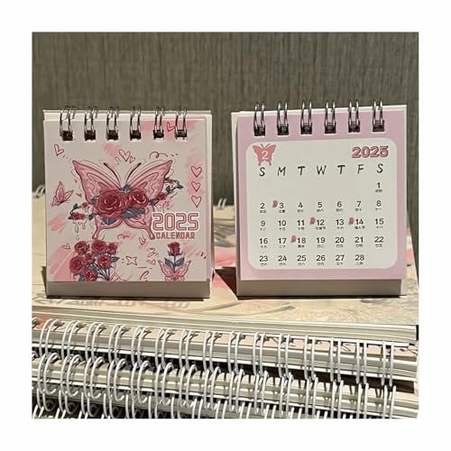 Tischkalender 2025, Mini-Schreibtischkalender, Steh-Kalender, Flip-Kalender 2025, mit niedlichen Schmetterlings-Designs, Desktop-Monatskalender, Stehpult-Kalender für Zuhause, Büro, Dekor
