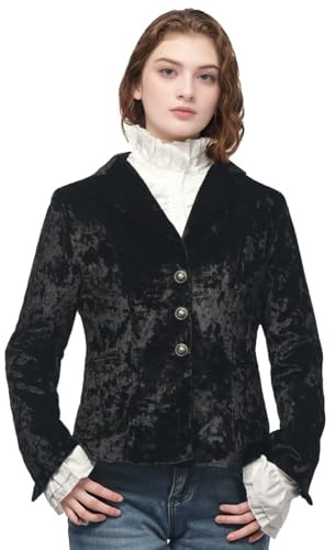 COSDREAMER Giacca da Donna Vintage in Velluto, con Scollo a V, Maniche Lunghe, Cappotto Elegante retrò Casual