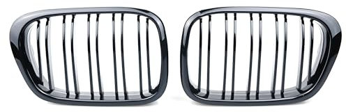 Hebstw Schwarzer Kühlergrill für BMW E39 5er M5 1999-2003, ABS-Kunststoff, JK129, Ersatz, Clip-on Hebstw Nieren Schwarz