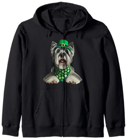 Skye Terrier-Hund St. Patricks Irish Saint Paddy's Besitzerin Mama Kapuzenjacke