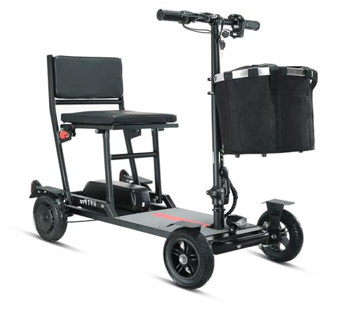 FREEJOYER Elektromobil für Senioren, Seniorenmobil Klappbar, Max 15Km/h, bis zu 25KM, Seniorenmobil Mobilitätsroller mit Korb (Schwarz, Batterie 13AH)