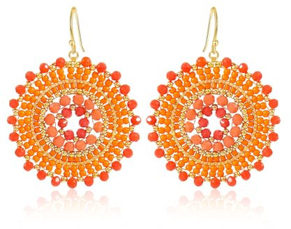 Perlenohrringe für Damen, für Sommer, Perlen-Kristalle, Glasperlen, baumelnd, Bohemia, geeignet für Strand, modische Ohrringe, Glas, Kein Edelstein