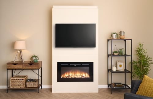 Adam Pre-Built Media Wall 1 with Orlando Inset Wall Electric Fire