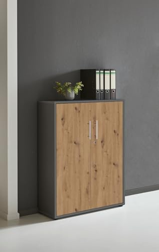 Aktenschrank in Anthrazit Artisan Eiche Office Edition abschließbar als Einzelschrank oder Schrankwand Verschiedene Ausführungen (Aktenschrank 3 OH)