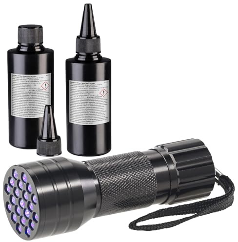 AGT Geldscheinprüfer: 2er-Set UV-Resin, kristallklar, vorgemischt, 2x 50 g, inkl. UV-Lampe (Kleber, Epoxidharz, Schmuck)