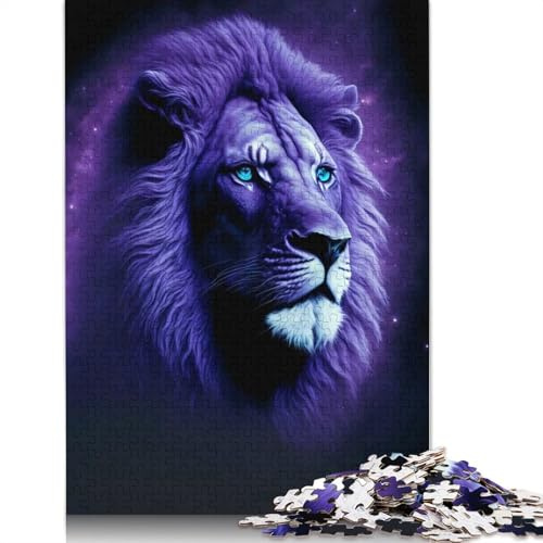 Puzzle mit lila Hintergrund, König der Löwen, 500 Teile, Puzzle für Erwachsene, Holzpuzzles für Erwachsene, Teenager, Mann, Frau, Geschenk, 500 Stück (52 x 38 cm)