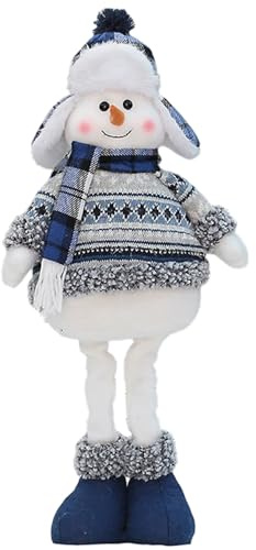 Joygoodta Snögubbe-figurer, snögubbe figurer, stående plyschdekor med halsduk hatt prydnad utdragbar bendekoration för eldstäder dekor