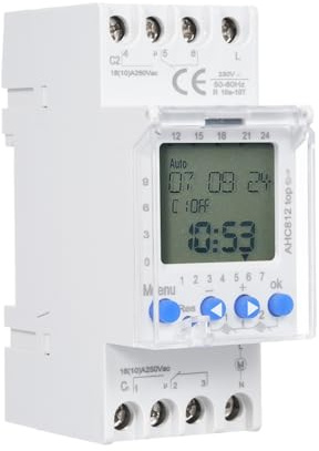 Interruttore temporizzato programmabile con timer a 2 canali AHC812 Interruttore orario digitale Montaggio su guida Din Programma settimanale 16A