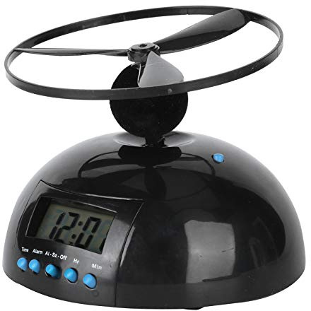 RASTKY Fliegender Wecker, Runder Propeller-Wecker, LCD-Display, Digitale Uhr, Weglaufen, Rollender Hubschrauber, Neuheitswecker, Sanft