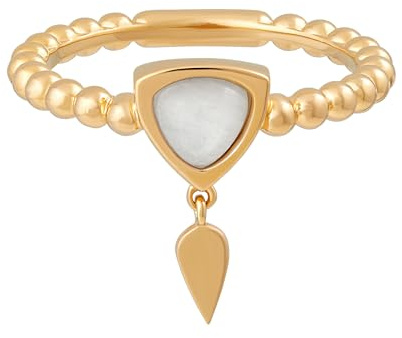 cai Damen Ring 925/- Sterling Silber Glänzend Weißer Mondstein gelb 274270352V