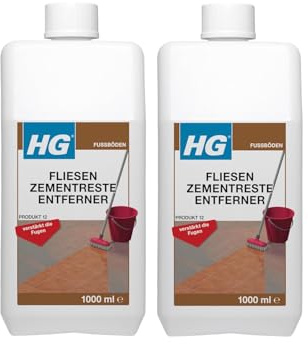 HG Fliesen Zementreste Entferner 2er Pack – Entfernt Zement-, Mörtel- & Baureste von Fliesen