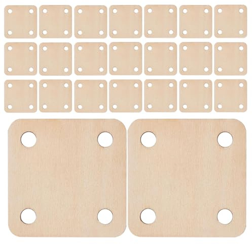 DIYEAH 36 Stück Beige Holzwebkarten mit 4 Löchern, Quadratisch